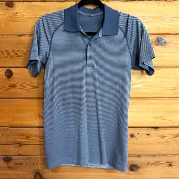 Lululemon Metal Vent Tech Polo Shirt Short Sleeve Blue Mens XS - Picture 1 of 5